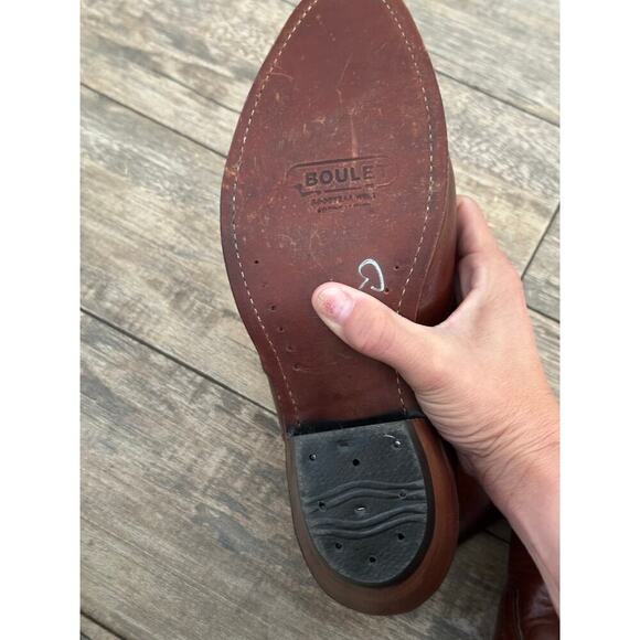 Boulet Men’s Brown Leather Round Toe Side Zip Western Boots Size 9.5 wide - Picture 6 of 8